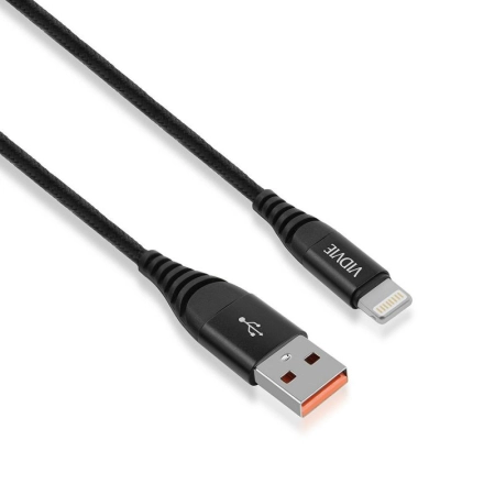 Kabel USB iPhone Lightning 1.2m czarny VIDVIE CB491 2.4A